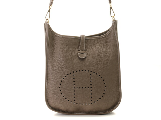 HERMES エルメス エヴリン3 PM ショルダーバッグ トリヨンクレマンス エトゥープ/GP ユニセックス【中古】472|質屋 大黒屋