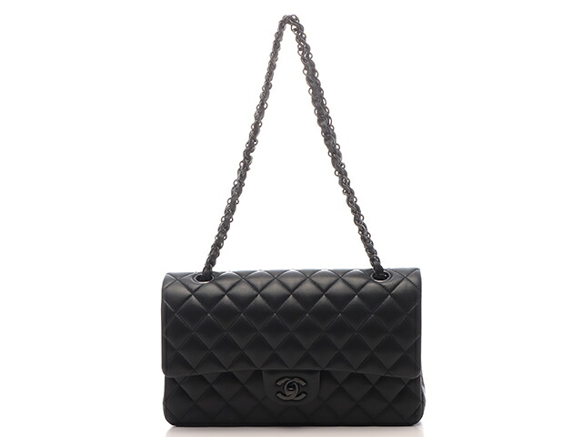CHANEL シャネル マトラッセWフラップ25 Wチェーンショルダー A01112 ラムスキン ブラック/ブラック金具 レディース【中古】472｜質屋　大黒屋 553,476円