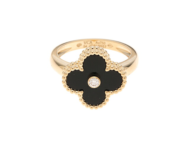 Van Cleef & Arpels ヴァンクリーフ&アーペル ジュエリー ヴィンテージアルハンブラR/YG/OX/D/7.0g/#54 貴金属・宝石 VCARA41054 リング・指輪 【中古】431|質屋 大黒屋