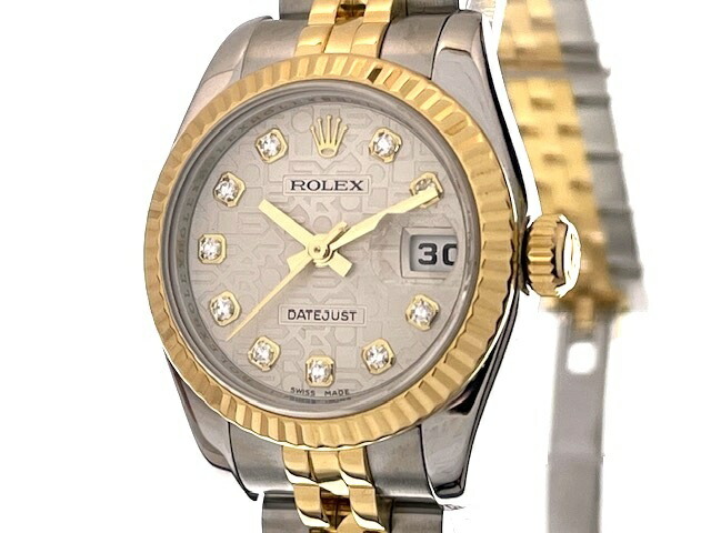 ROLEX ロレックス デイトジャスト26 179173G 腕時計 K18イエローゴールド K18YG/ステンレススチール シルバーホリコン10PD文字盤 自動巻き レディース【中古】472|質屋 大黒屋