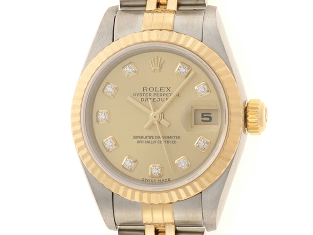 ROLEX ロレックス ウォッチ デイトジャスト 新10PD 時計 79173G 腕時計 イエローゴールド シャンパン 自動巻き レディース【中古】471｜質屋　大黒屋 419,496円