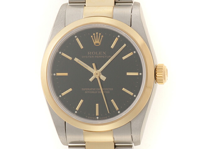 ROLEX ロレックス オイスター パーペチュアル 31 67483 腕時計 K18イエローゴールド K18YG/ステンレススチール ブラック文字盤 自動巻き ユニセックス【中古】472｜質屋　大黒屋