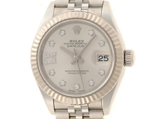 ROLEX ロレックス デイトジャスト 28 279174G 腕時計 K18ホワイトゴールド K18WG/ステンレススチール シルバースター/IXD文字盤 自動巻き レディース【中古】472|質屋 大黒屋