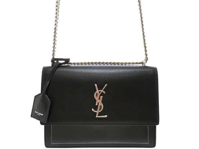 SAINT LAURENT  サンローラン  サン仕掛ける  並み並み   442906   なめし革  黒いこと  ショルダーバッグ  レディース【中古】【207】2148104139375