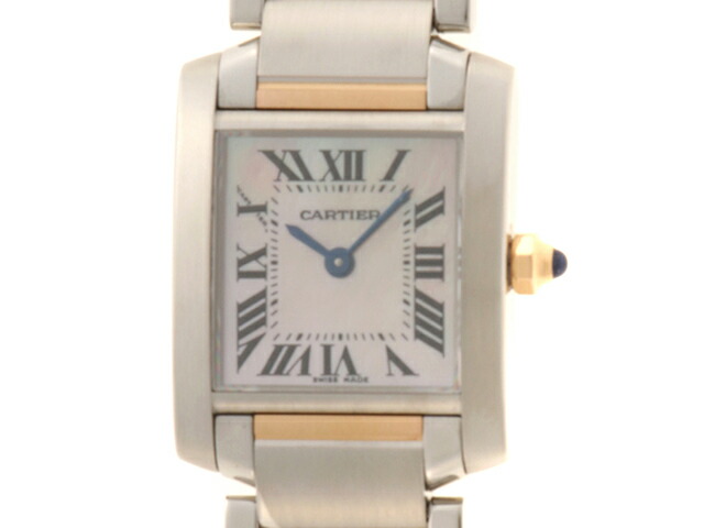 CARTIER カルティエ ウォッチ タンクフランセーズSM 時計 W51027Q4 腕時計 ステンレススチール ピンク クオーツ ピンク文字盤 レディース【中古】436｜質屋　大黒屋