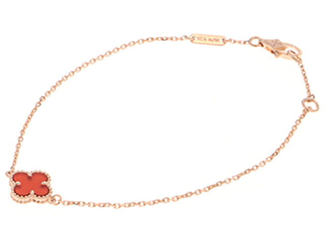 Van Cleef & Arpels ヴァンクリーフ＆アーペル ジュエリー スウィートアルハンブラBL/PG/CA/1.6g 貴金属･宝石 VCARN59K00 ブレスレット ピンクゴールド/カーネリアン ピンクゴールド レディース【中古】｜質屋　大黒屋
