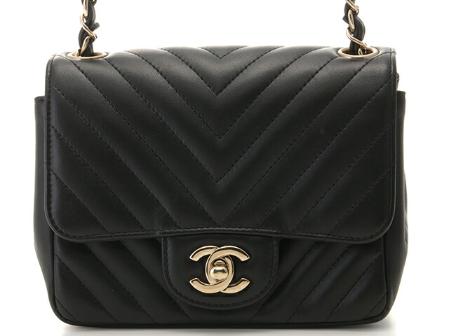 CHANEL シャネル バッグ Vステッチ16 チェーンショルダー ブラック/GP ラムスキン ﾊﾞｯｸﾞ ショルダーバッグ ラムスキン ブラック レディース【中古】｜質屋　大黒屋