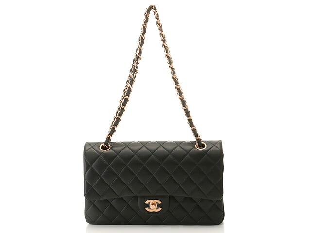 CHANEL シャネル マトラッセWフラップ25 Wチェーンショルダー A01112 ショルダーバッグ ラムスキン ブラック/PGP レディース【中古】472|質屋 大黒屋