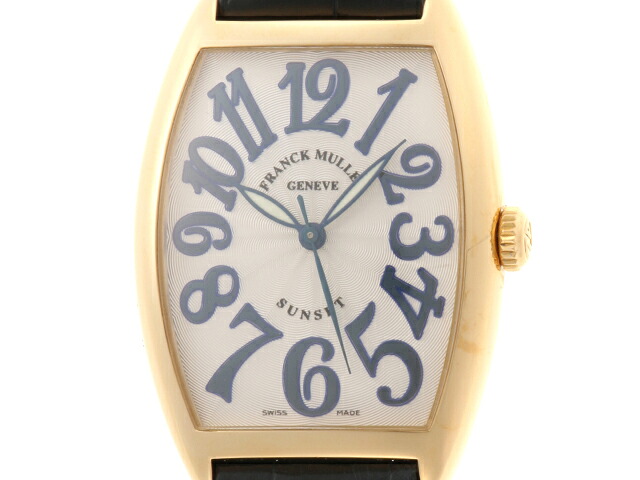 FRANCK MULLER フランクミュラー ウォッチ トノーカーベックス・サンセット 2852SC K18イエローゴールド K18YG/クロコダイル シルバー シルバー レディース【中古】431｜質屋　大黒屋