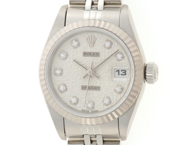 ROLEX ロレックス ウォッチ デイトジャスト 新10PD 時計 69174G 腕時計 K18ホワイトゴールド K18WG/ステンレススチール シルバー レディース【中古】433｜質屋　大黒屋