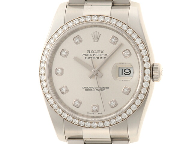 ROLEX ロレックス 腕時計 デイトジャスト・ダイヤベゼル 116244G シルバー文字盤 ホワイトゴールド/ステンレススチール 自動巻き メンズ【中古】|質屋 大黒屋