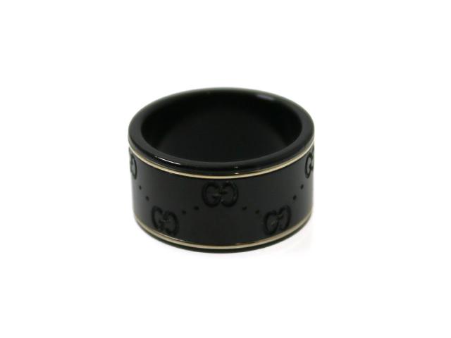 GUCCI グッチ ジュエリー アイコンワイドR/シンセティックコランダム/WG/4.1g/#22 貴金属・宝石 Q93559 リング・指輪 K18ホワイトゴールド K18WG/シンセティックコランダム ブラック【中古】433|質屋 大黒屋