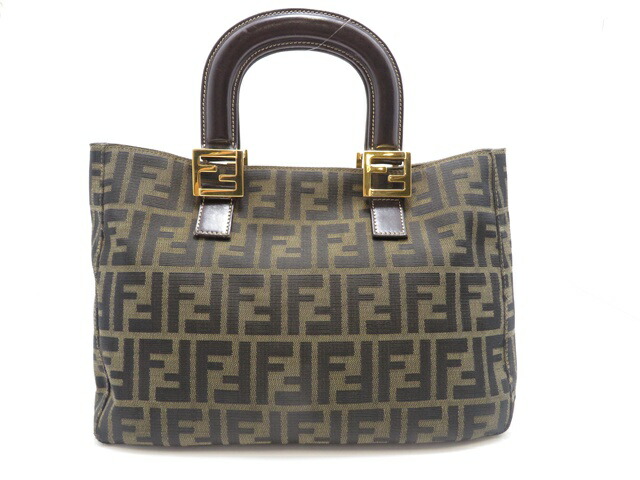 FENDI フェンディ バッグ ズッカ ハンドバッグ ブラウン キャンバス/レザー ﾊﾞｯｸﾞ 09263290089 ハンドバッグ キャンバス/レザー ブラウン レディース【中古】431｜質屋　大黒屋