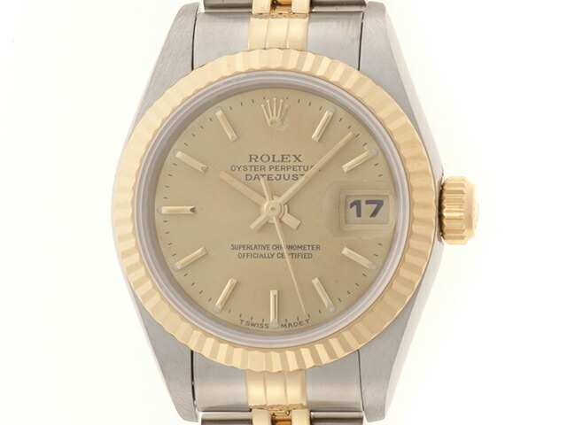 ROLEX ロレックス ウォッチ デイトジャスト 時計 69173 腕時計 K18イエローゴールド K18YG/ステンレス シャンパン 自動巻き シャンパン文字盤 レディース【中古】432|質屋 大黒屋