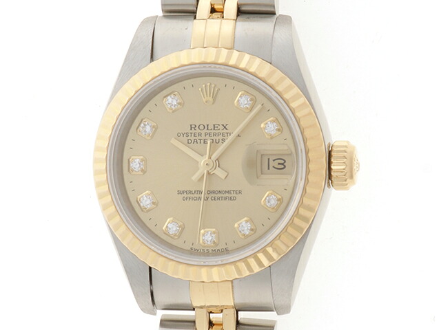 ROLEX ロレックス ウォッチ デイトジャスト T番 時計 69173G 腕時計 K18イエローゴールド K18YG/ステンレス シャンパン10ピースダイヤモンド 自動巻き シャンパン文字盤 レディース【中古】432|質屋 大黒屋