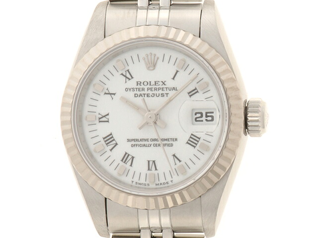ROLEX ロレックス S番 ウォッチ デイトジャスト 時計 69174 腕時計 K18ホワイトゴールド K18WG/ステンレス ホワイトプリントローマ 自動巻き レディース【中古】432｜質屋　大黒屋