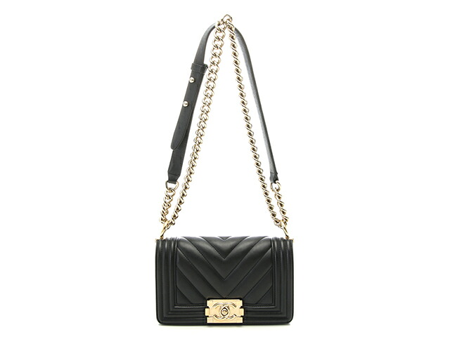 CHANEL シャネル ボーイシャネル20 Vステッチ チェーンショルダーバッグ A67085 レザー ブラック/ゴールド金具 レディース【中古】460｜質屋　大黒屋