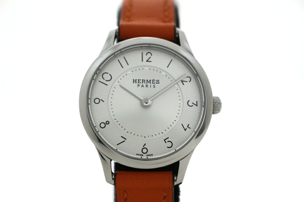 HERMES エルメス スリム ドゥ エルメス CA2.110 腕時計 ステンレススチール/レザー(オレンジ) シルバー レディース クオーツ 2148103965067 【200】【中古】|質屋 大黒屋
