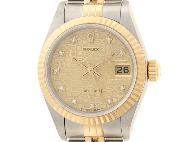 ROLEX ロレックス デイトジャスト 69173G 腕時計 ステンレス/ K18YG 自動巻き シャンパンCP10Pダイヤ文字盤 レディース【中古】【473】|質屋 大黒屋