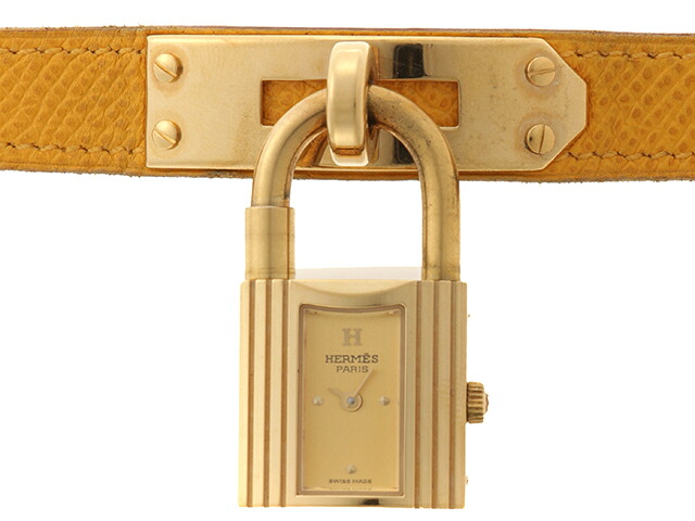 HERMES エルメス ケリーウォッチ KE1.201 腕時計 GP/レザー イエロー レディース クオーツ 2148104105288 200 【中古】|質屋 大黒屋