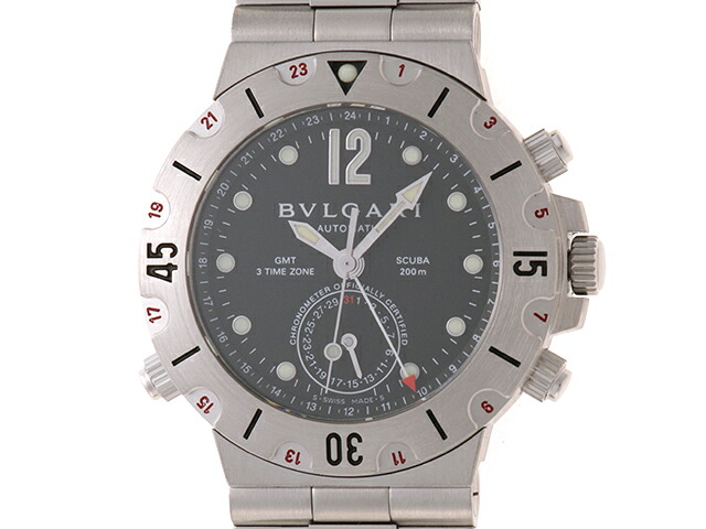 BVLGARI ブルガリ ディアゴノGMT SD38SGMT 腕時計 ステンレススチール ブラック メンズ 自動巻き 2148103992919 【200】【中古】｜質屋　大黒屋