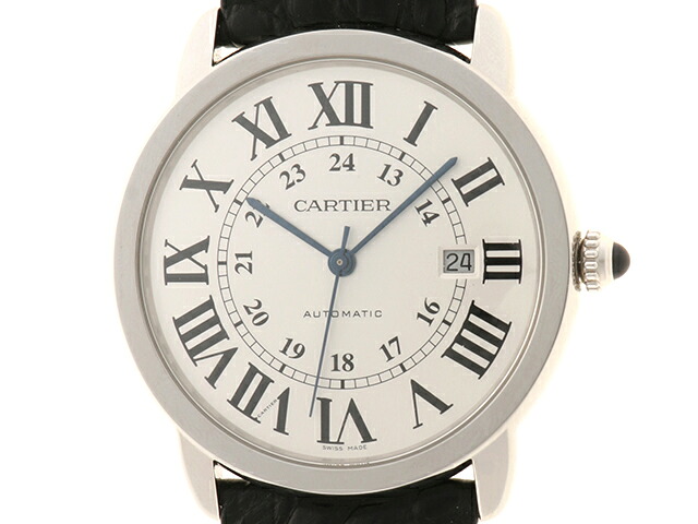 CARTIER カルティエ ロンドソロ ドゥ カルティエ XL W6701010 腕時計 スティール/鰐革 シルバー文字盤 自動巻き メンズ【中古】472|質屋 大黒屋