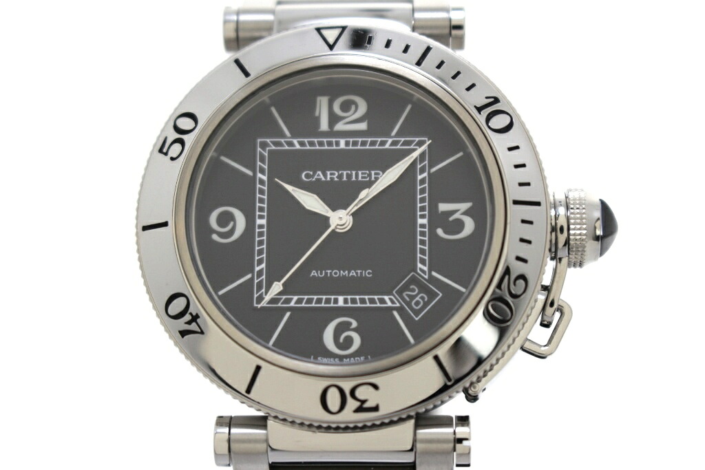CARTIER カルティエ パシャ シータイマー W31077M7 腕時計 ステンレススチール ブラック メンズ 自動巻き 2148103952517 【200】【中古】｜質屋　大黒屋