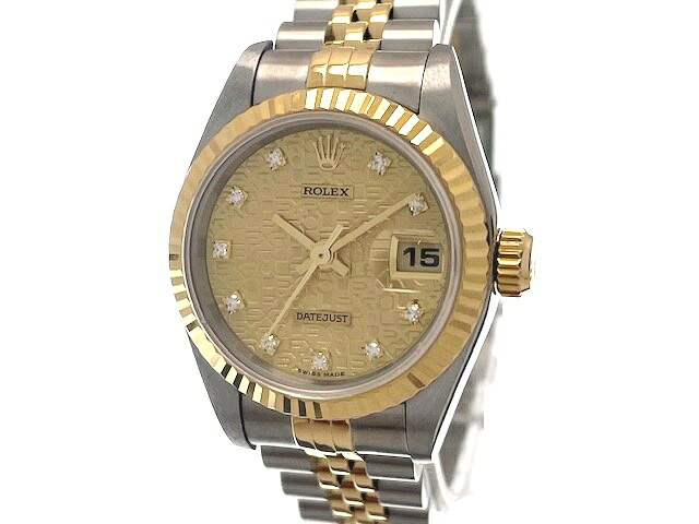 ROLEX ロレックス デイトジャスト26 69173G 腕時計 K18イエローゴールド K18YG/ステンレススチール シャンパンホリコン10PD文字盤 自動巻き レディース【中古】472|質屋 大黒屋
