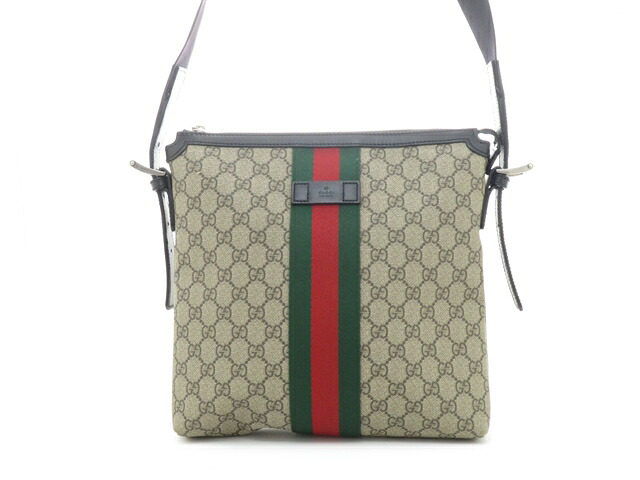 GUCCI グッチ バッグ シェリーライン GGスプリーム ショルダーバッグ ベージュ/ブラッ 387111 ショルダーバッグ PVC/レザー ベージュ ベージュ ユニセックス【中古】437|質屋 大黒屋
