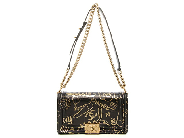 CHANEL シャネル ボーイシャネル25 グラフィティ チェーンショルダー ブラック/ゴールド A67086 ショルダーバッグ クロコダイルレザー レディース 2148104095879 【中古】 200|質屋 大黒屋