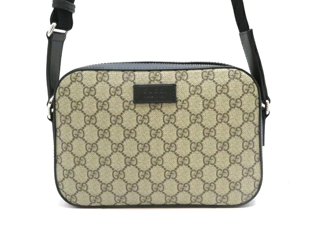 GUCCI グッチ GGスプリーム ショルダーバッグ ベージュ/ブラック PVC/レザー 779880 アウトレット【中古】430|質屋 大黒屋