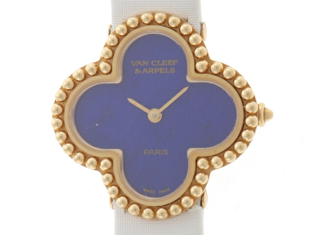 Van Cleef & Arpels ヴァンクリーフ＆アーペル アルハンブラウォッチ 122974/511BN 腕時計 K18YG イエローゴールド サテン クオーツ ラピスラズリ文字盤 レディース【中古】460｜質屋　大黒屋