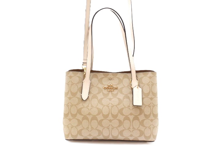 COACH コーチ バッグ シグネチャー 2wayバッグ 73293 トートバッグ PVC/レザー ベージュ/ホワイト レディース【中古】460|質屋 大黒屋