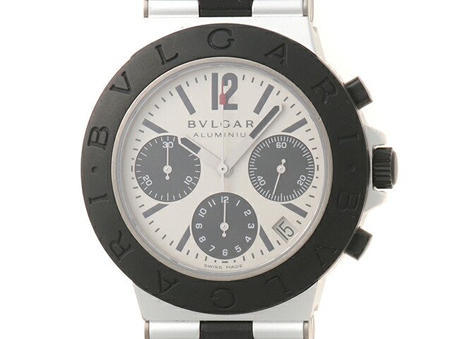 BVLGARI ブルガリ ウォッチ アルミニウム クロノグラフ 時計 AC38TA 腕時計 自動巻き シルバー文字盤 メンズ【中古】472｜質屋　大黒屋