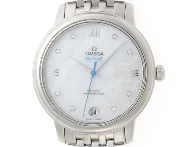OMEGA オメガ デ・ビル プレステージ オービス テディベア 8PD 424.10.33.20.55.004 腕時計 ステンレススチール シェル文字盤 自動巻き シェル文字盤文字盤 レディース【中古】472｜質屋　大黒屋