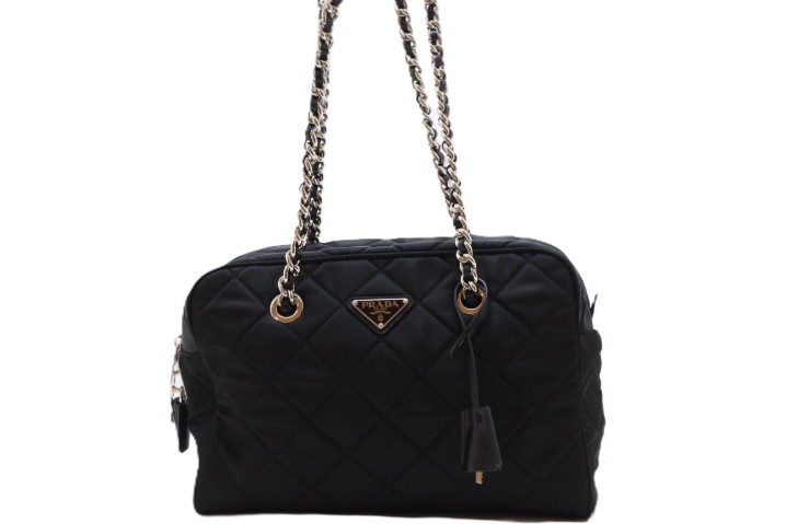 PRADA プラダ キルティング 1BB903 ショルダーバッグ ナイロン/サフィアーノ ブラック レディース【中古】460｜質屋　大黒屋