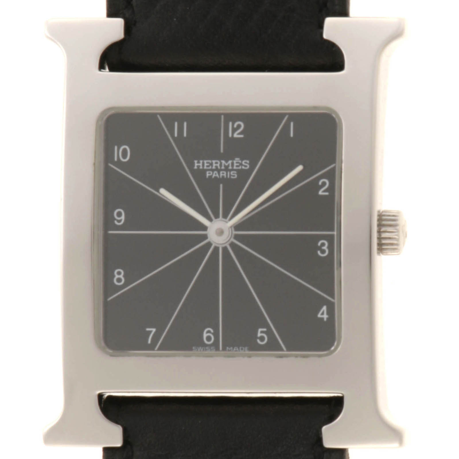 HERMES エルメス 腕時計 Hウォッチ HH1.510 ステンレススチール/本革 ブラック文字盤 クオーツ ボーイズ時計 207【中古】2148104156600|質屋 大黒屋
