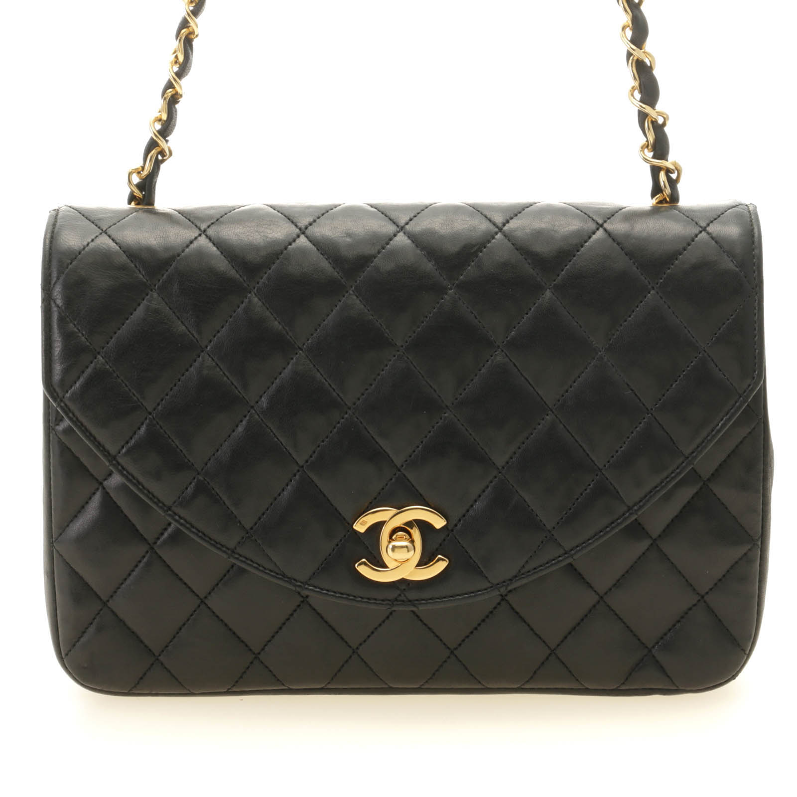 CHANEL シャネル マトラッセ23 ハーフムーンフラップチェーンショルダー ショルダーバッグ ラムスキン/GP GP ブラック レディース【中古】433｜質屋　大黒屋