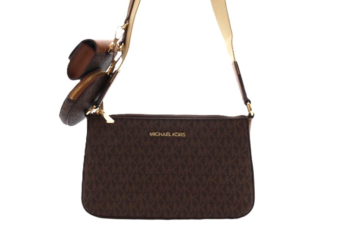 Michael Kors マイケルコース MKシグネチャー ショルダーバッグ ダークブラウン/ブラウン PV ショルダーバッグ PVCコーティングキャンバス/レザー ダークブラウン/ブラウン レディース【中古】460|質屋 大黒屋