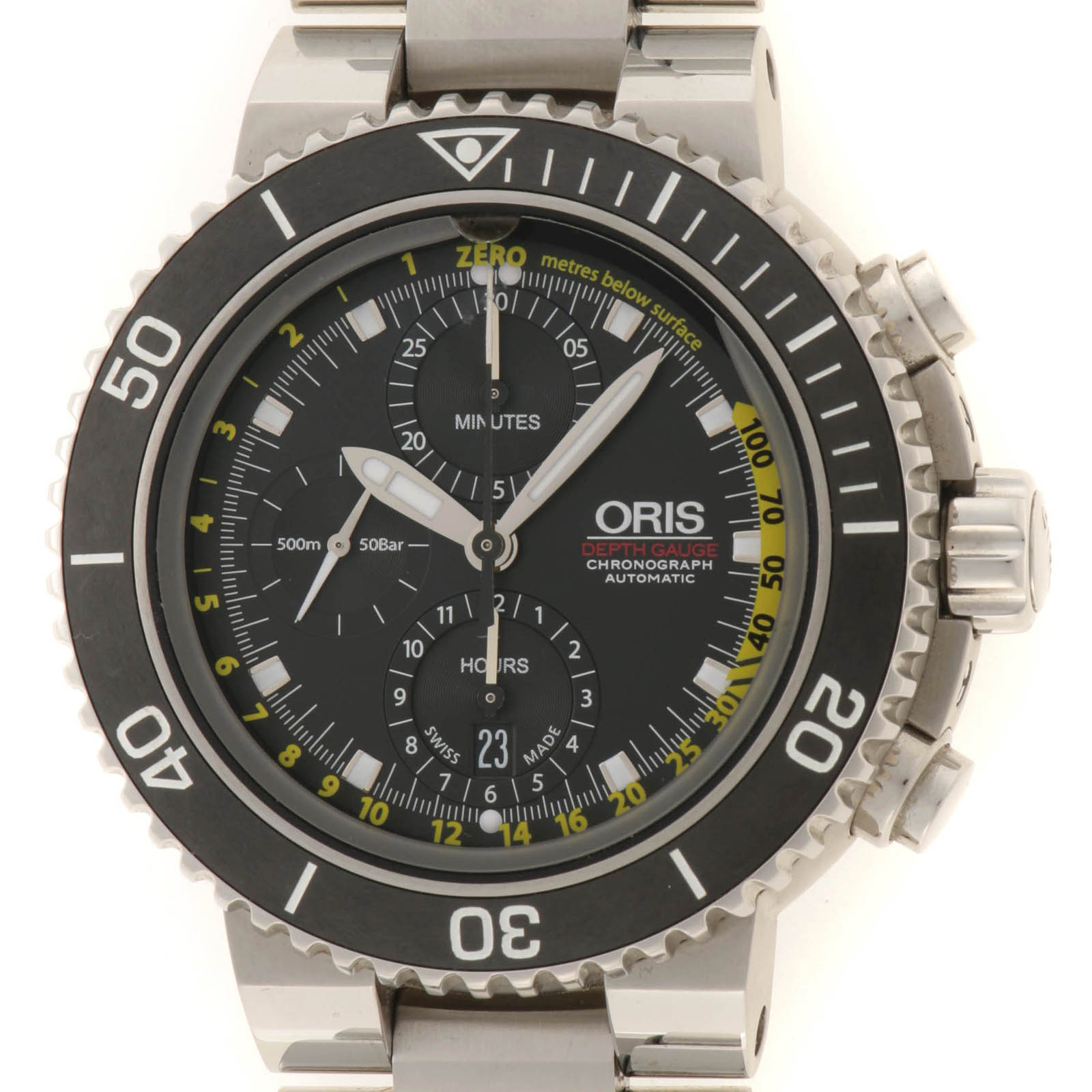 ORIS オリス アクイス デプスゲージ クロノ SS/ラバー 01 774 7708 4154 ステンレス ブラック文字盤 メンズ【中古】【430】2144000252934|質屋 大黒屋