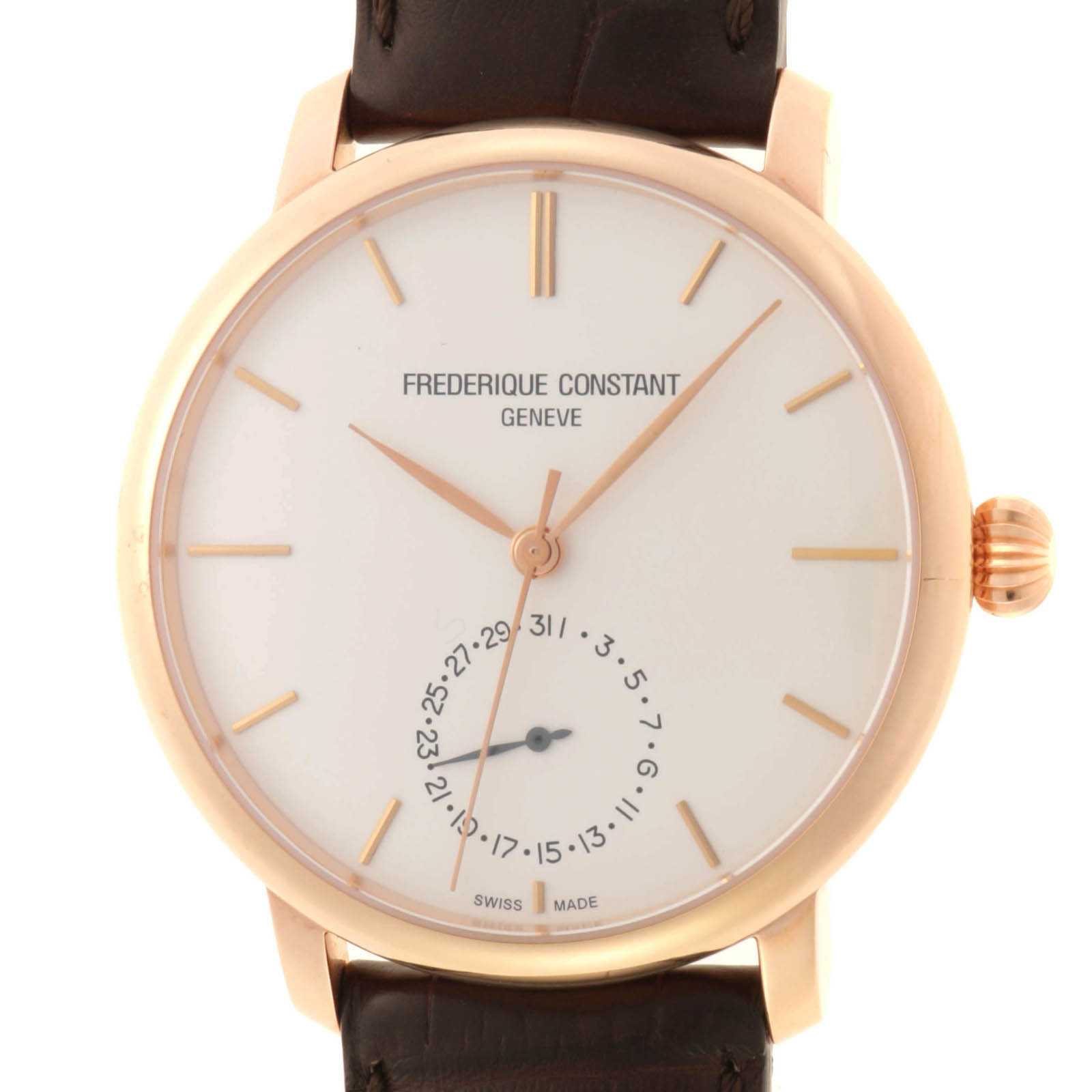 FREDERIQUE CONSTANT フレデリック・コンスタント スリムライン FC-710X4S4/5/6 腕時計 GP GP/本革 シルバー 自動巻き ホワイト文字盤 メンズ【中古】436｜質屋　大黒屋