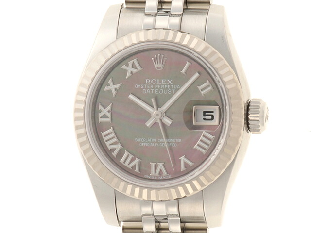 ROLEX ロレックス デイトジャスト 179174NR 腕時計 ステンレス/ホワイトゴールド 自動巻き ブラックシェルローマ文字盤 レディース【中古】473|質屋 大黒屋
