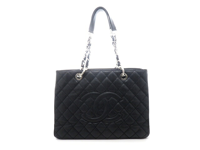 CHANEL シャネル GSTトート ブラック/SV キャビア A50995 キャビアスキン ブラック レディース【中古】437｜質屋　大黒屋