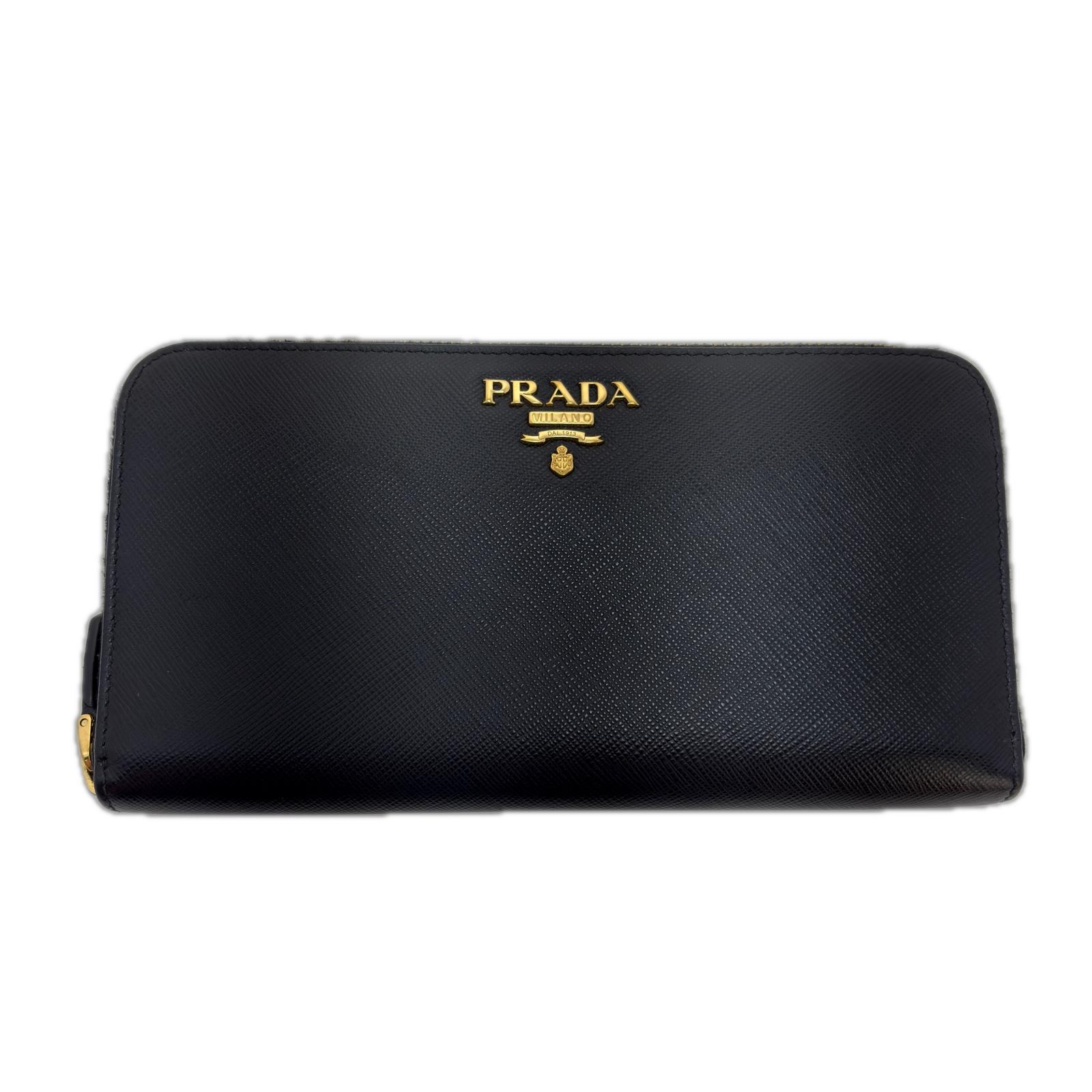 PRADA プラダ ラウンドファスナー長財布 ブラック サフィアーノ 1ML506 長財布 レザー ブラック ユニセックス 【中古】【200】｜質屋　大黒屋