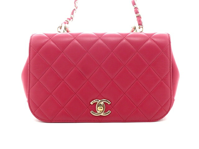 CHANEL シャネル マトラッセ ターンロックフルフラップ トップハンドルチェーンショルダー ハンドバッグ ラムスキン ピンク 製造 2017年刻印 レディース【中古】437｜質屋　大黒屋