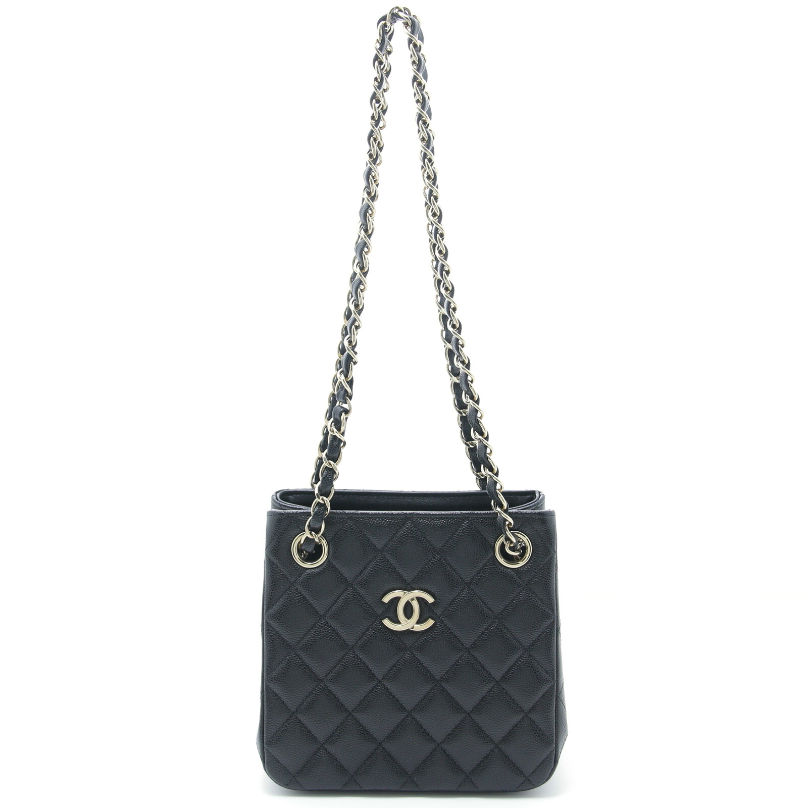 CHANEL シャネル マトラッセ チェーンショルダートート ブラック GP金具 キャビアスキン AS3176 ショルダーバッグ キャビアスキン/GP GP ブラック レディース【中古】433｜質屋　大黒屋