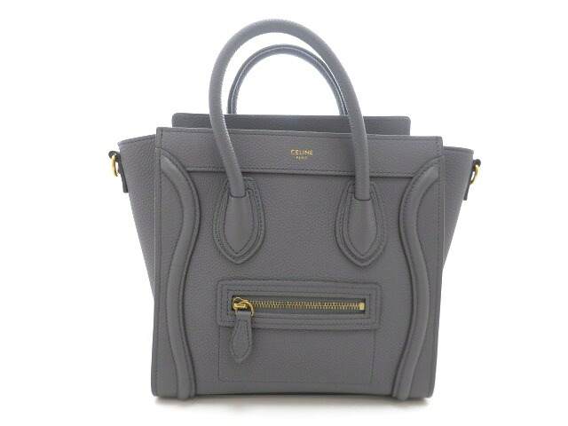 CELINE セリーヌ ラゲージ ナノ ショッパー ショルダーバッグ 2WAY レザー グレー レディース【中古】【473】｜質屋　大黒屋