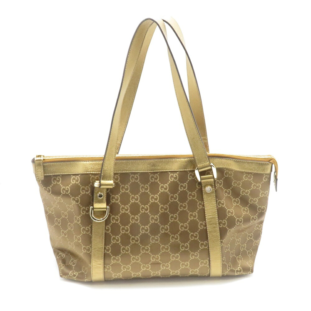 GUCCI グッチ アビー GGトートバッグ ゴールドブラウン キャンバス/レザー 141470 ハンドバッグ キャンバス ゴールド レディース【中古】431｜質屋　大黒屋