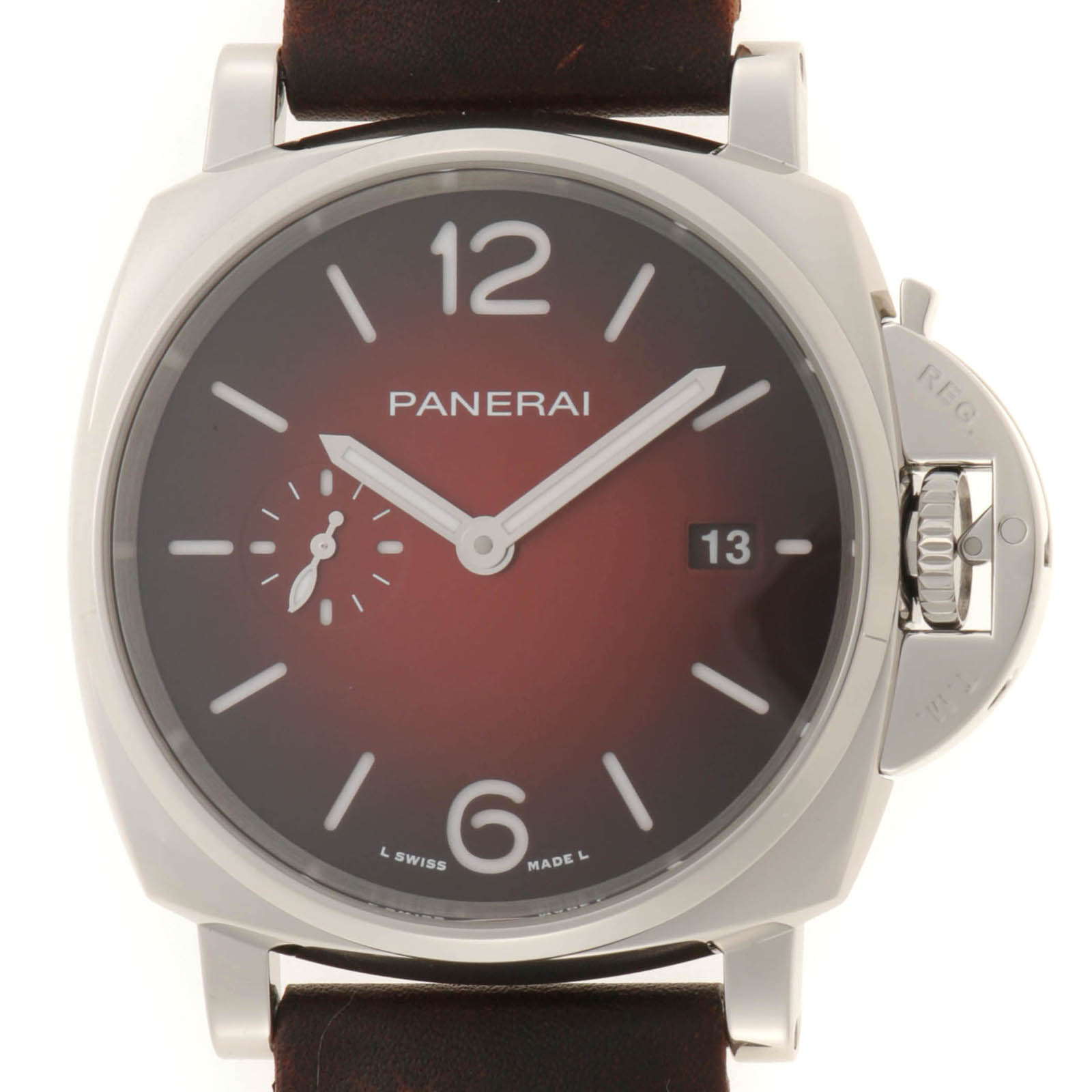 PANERAI パネライ ルミノール ドゥエ PAM01424/OP7610 ステンレス/カワ バーガンディ メンズ 自動巻き【中古】432【2148104134790】｜質屋　大黒屋