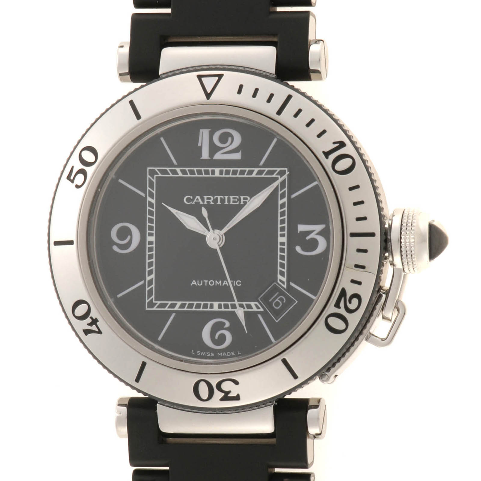 CARTIER カルティエ パシャ シータイマー W31077U2 腕時計 ステンレススチール/ラバー ブラック メンズ【中古】431|質屋 大黒屋